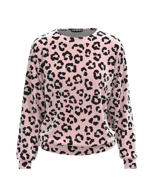 Bluza tip hanorac din catifea cu imprimeu animal print CMD4013