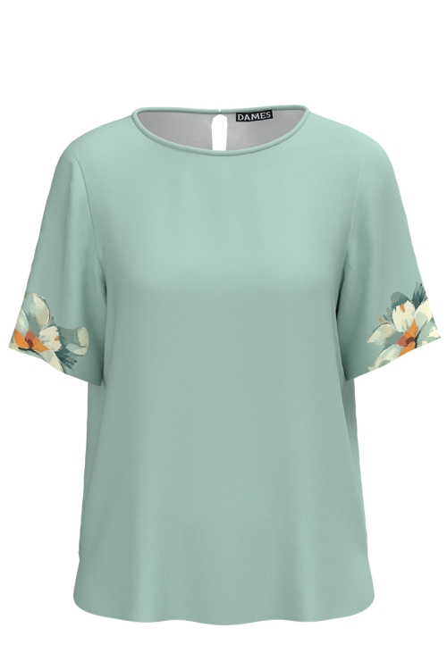 Bluza vernil de vara cu maneca scurta imprimata floral