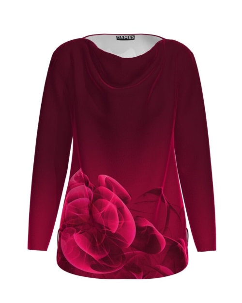 Bluza Viva Magenta din catifea cu imprimeu Floral CMD3729