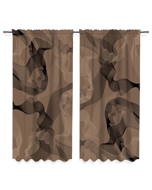 Draperie bej din satin imprimata cu model grafic CMD1879 - Img 2