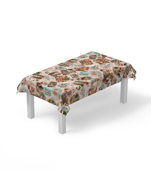 Fata de masa Craciun multicolora din satin imprimat CMD1589 - Img 2