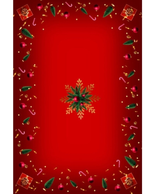 Fata de masa Craciun rosie din satin imprimata Decoratiuni CMD3601 - Img 3