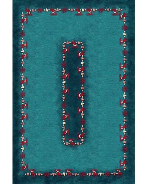 Fata de masa Craciun verde din satin imprimat CMD1662 - Img 3