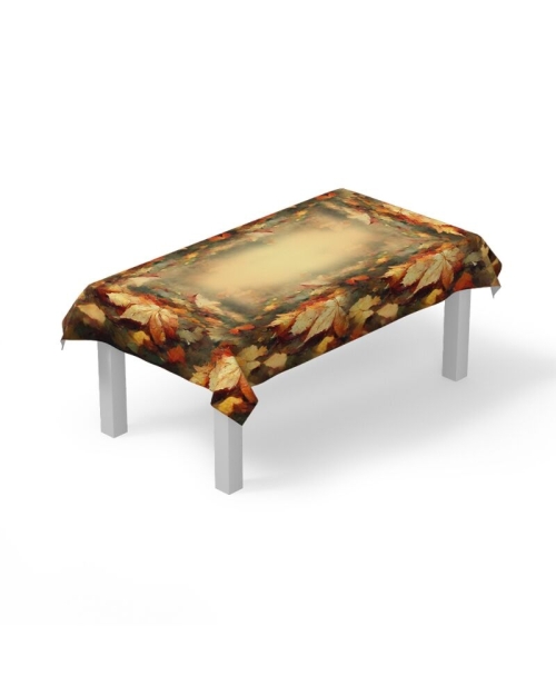 Fata de masa din satin imprimat cu model frunze CMD3538 - Img 2