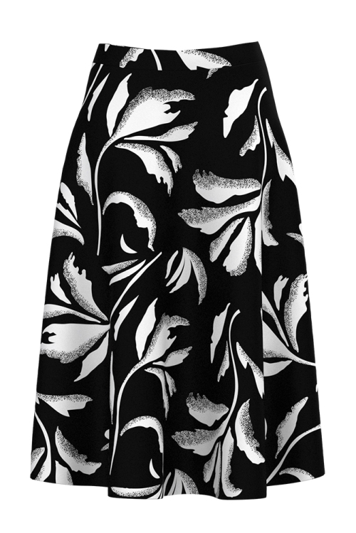 Fusta clos de vara neagra cu imprimeu floral
