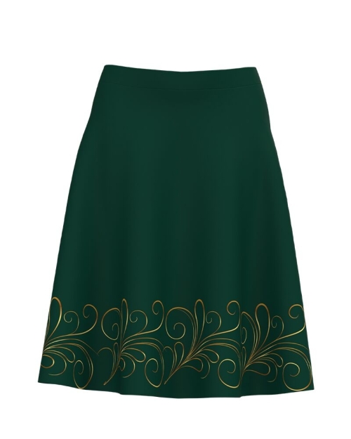 Fusta clos verde imprimata cu model floral CMD4147