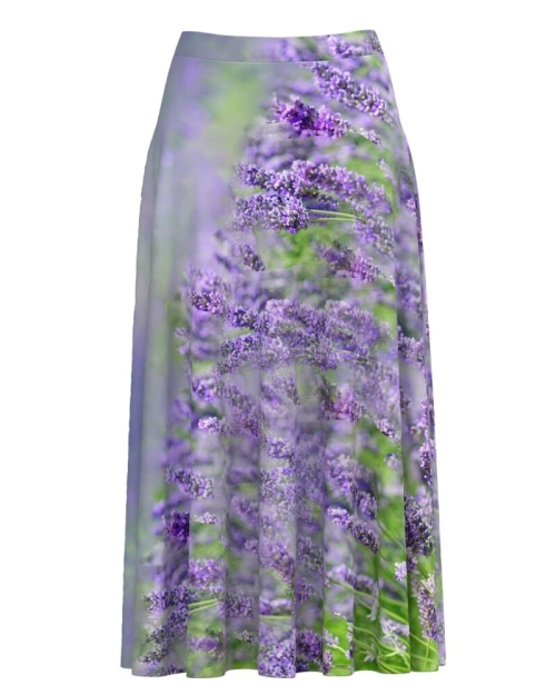 Fusta clos violet imprimata cu model floral Lavanda CMD2873