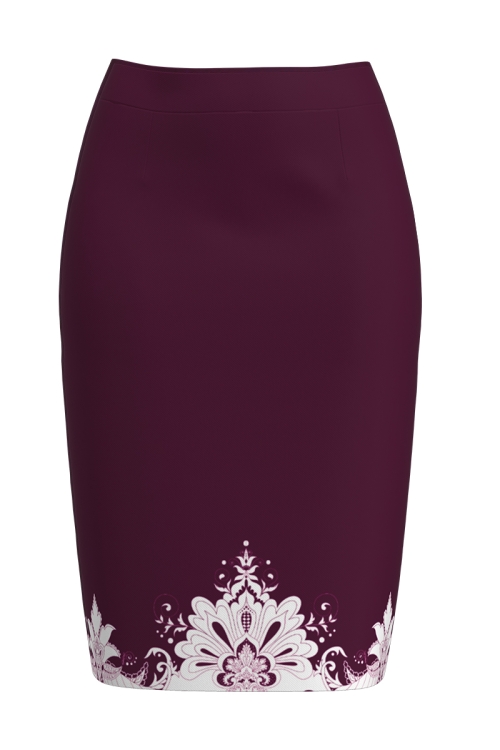Fusta conica bordo imprimata cu model traditional floral