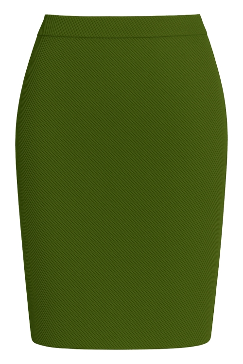 Fusta conica din stofa verde oliva