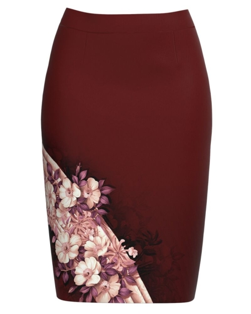 Fusta conica grena imprimata cu model floral CMD3708