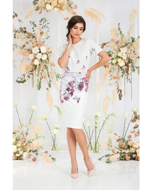 Fusta conica imprimata cu model floral CMD562 - Img 1