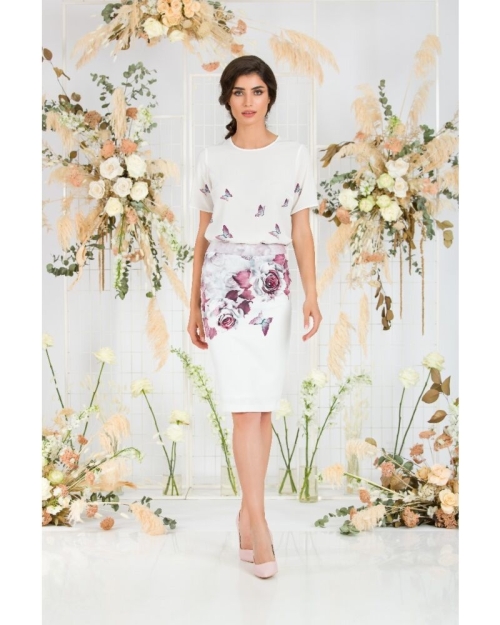 Fusta conica imprimata cu model floral CMD562 - Img 2