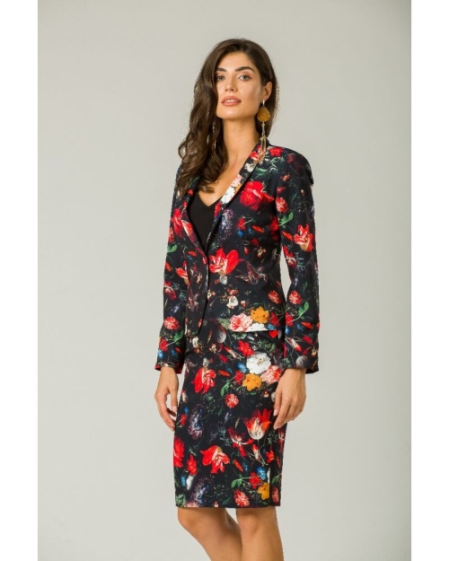 Fusta conica imprimata cu model floral multicolor A827A62 - Img 1