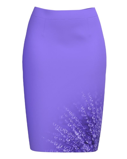 Fusta conica lila imprimata picaturi de roua CMD4815