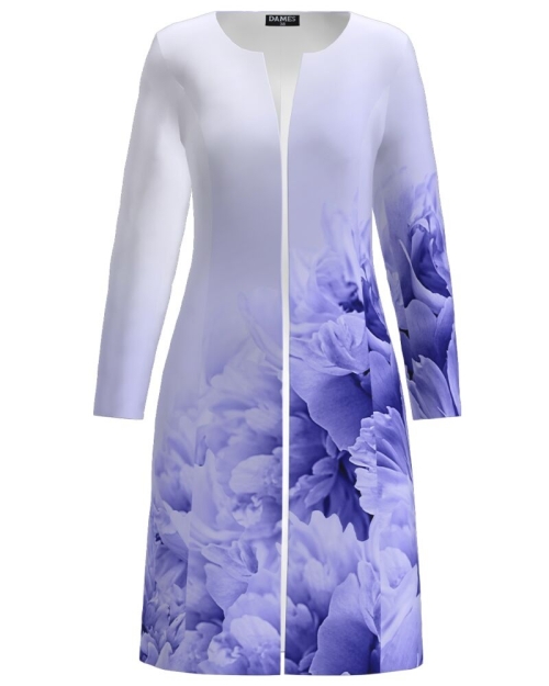 Jacheta de dama violet lunga imprimata cu model floral CMD1792