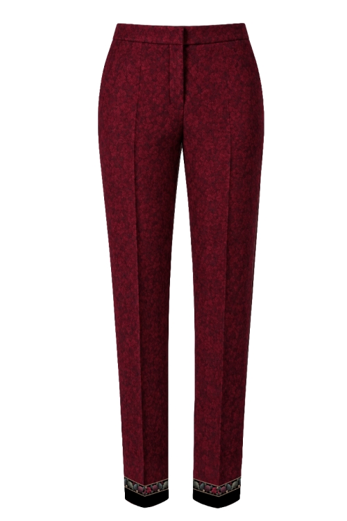 Pantalon conic bordo imprimat Poveste de Toamna