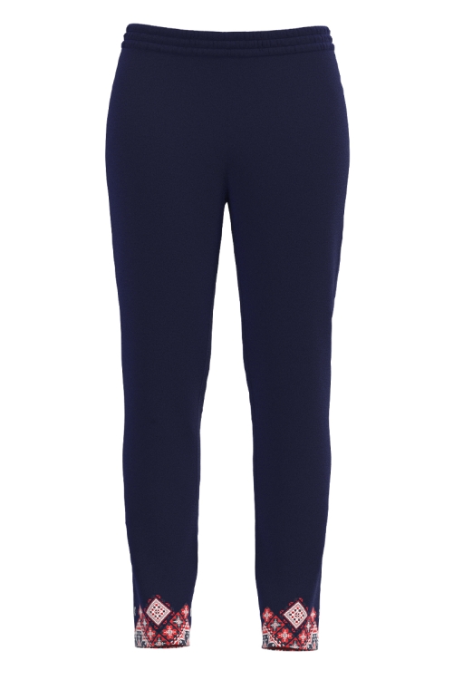 Pantaloni bleumarin din catifea cu buzunare