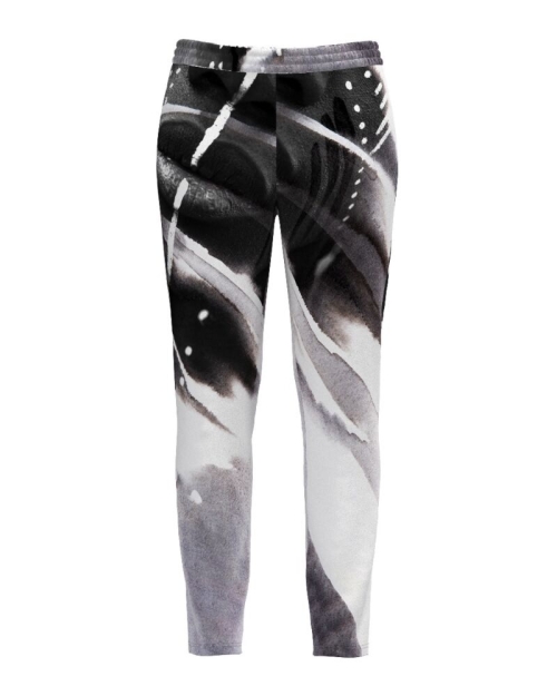 Pantaloni cu imprimeu abstract din catifea cu buzunare CMD480 - Img 1