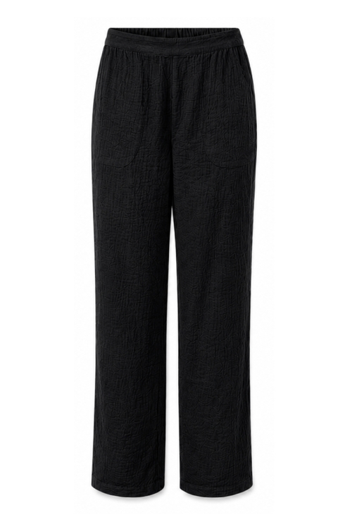 Pantaloni negri drepti din muselina