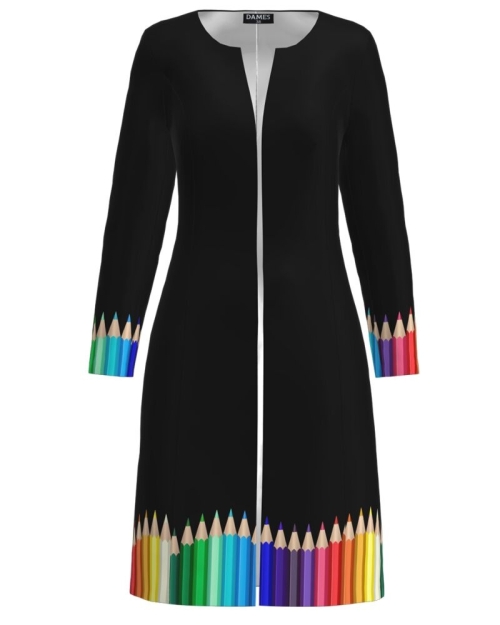 Pardesiu subtire negru imprimat Creioane colorate CMD4168