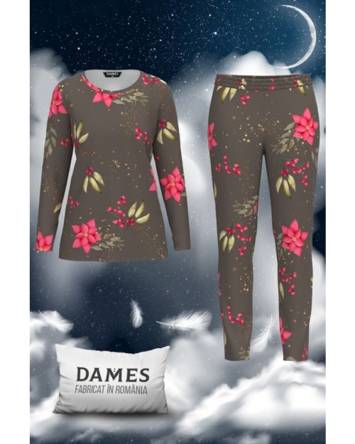 Pijamale de dama cu imprimeu floral CMD1427