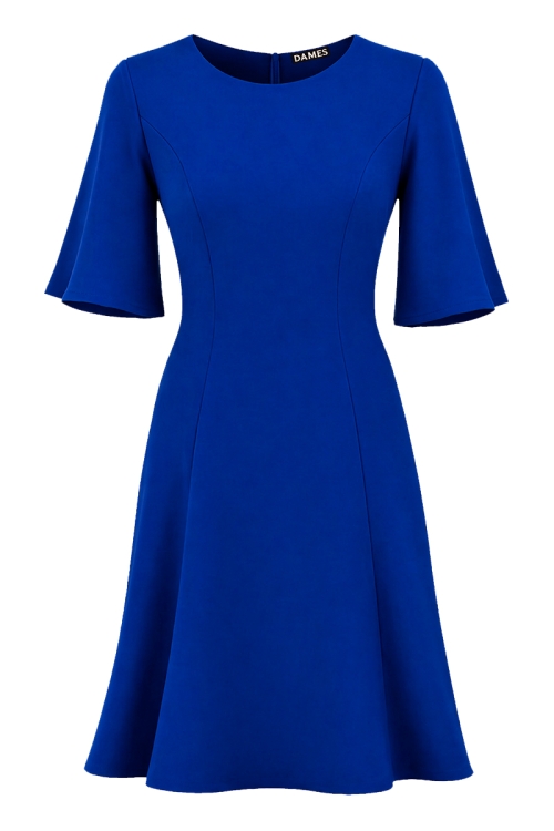 Rochie albastra in clini cu maneci clopot