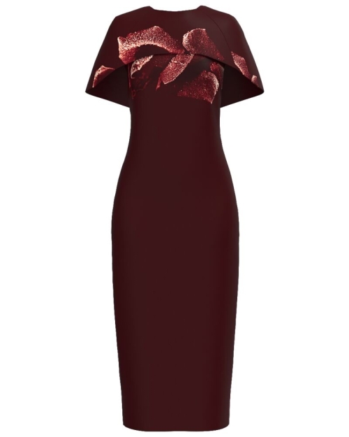 Rochie bordo lunga cu capa detasabila CMD4858 - Img 1