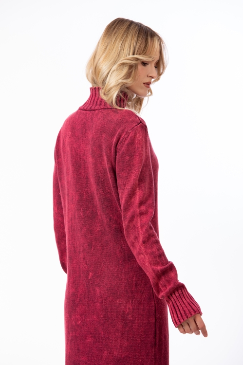 Rochie burgundy tricotata din bumbac - Img 5
