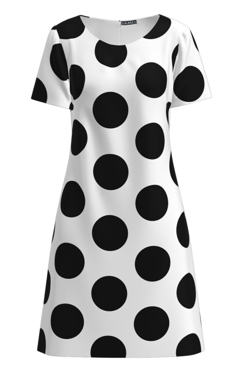 Rochie casual alba imprimata cu model Buline CMD2842 - Img 2