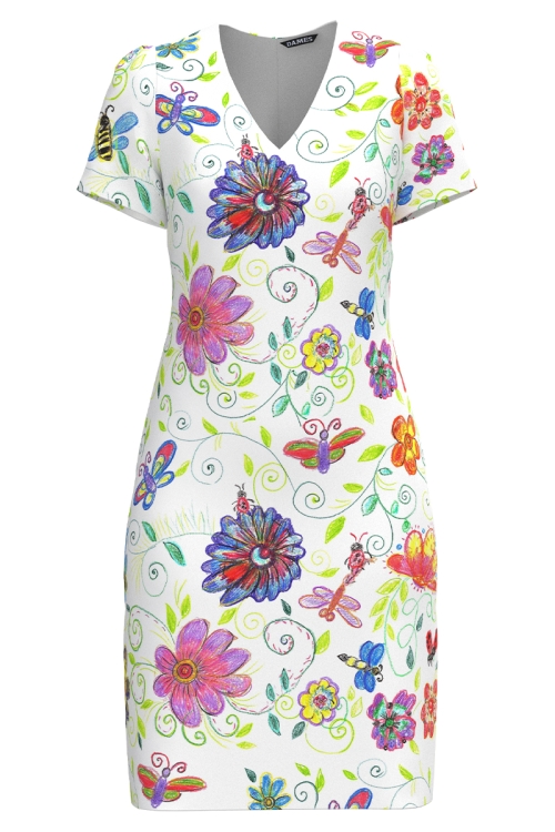 Rochie casual alba imprimata floral Copilarie