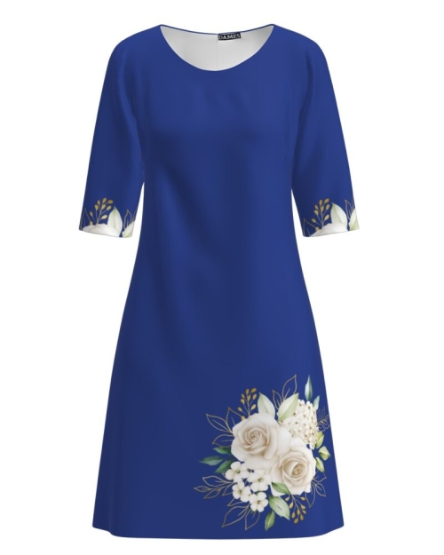 Rochie casual albastra imprimata cu model floral CMD1983 - Img 1