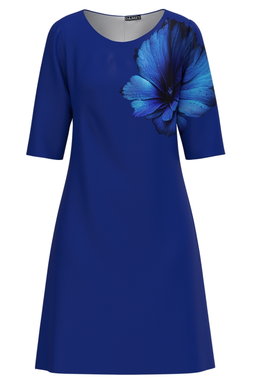 Rochie casual albastra imprimata floral