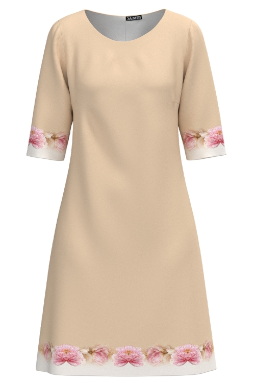 Rochie casual bej imprimata cu model floral Stoc