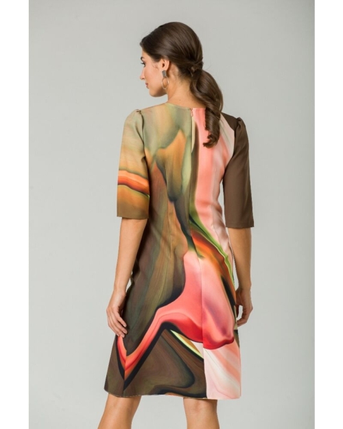 Rochie casual cu maneca imprimata digital abstract CMD163 - Img 7