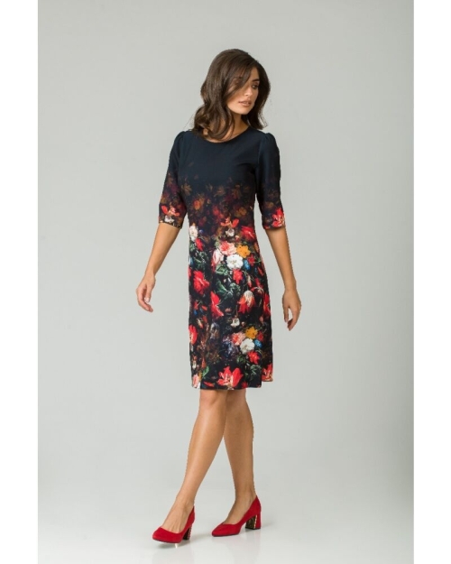 Rochie casual cu maneca imprimata digital floral Buchet CMD201 - Img 4
