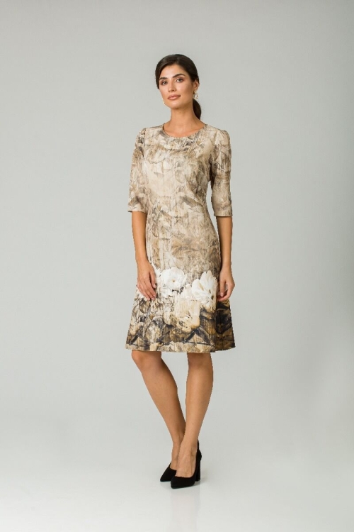 Rochie casual cu maneca imprimata digital floral Bujori CMD214 - Img 9