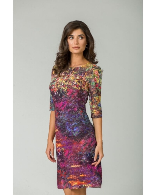 Rochie casual cu maneca imprimata digital model floral CMD155 - Img 3