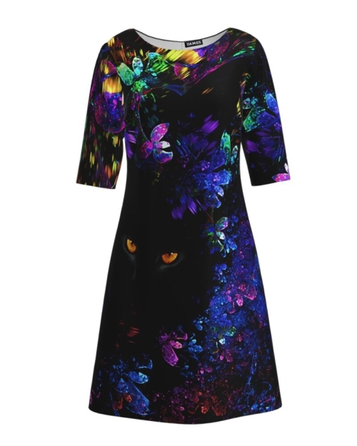 Rochie casual cu maneca imprimata digital Pantera CMD225 - Img 1