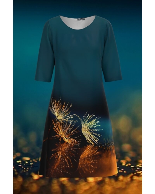 Rochie casual cu maneca imprimata digital Picaturi de roua CMD217 - Img 1