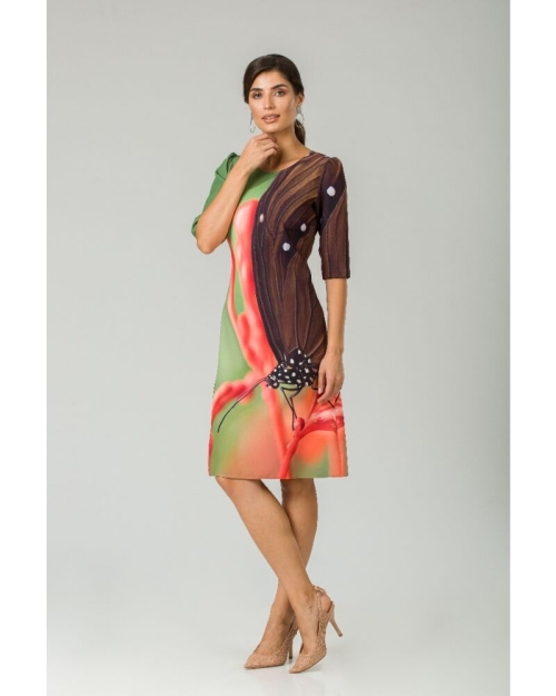 Rochie casual cu maneca imprimata digital realist Fluture CMD198 - Img 3