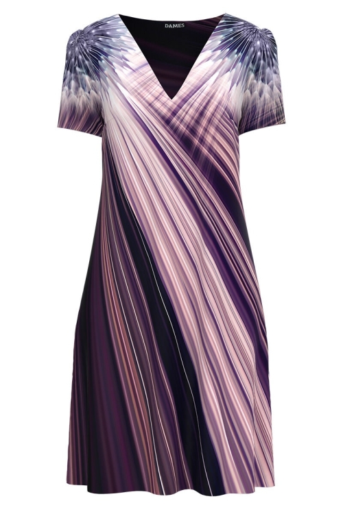 Rochie casual de vara imprimata in nuante de mov CMD2802 - Img 2