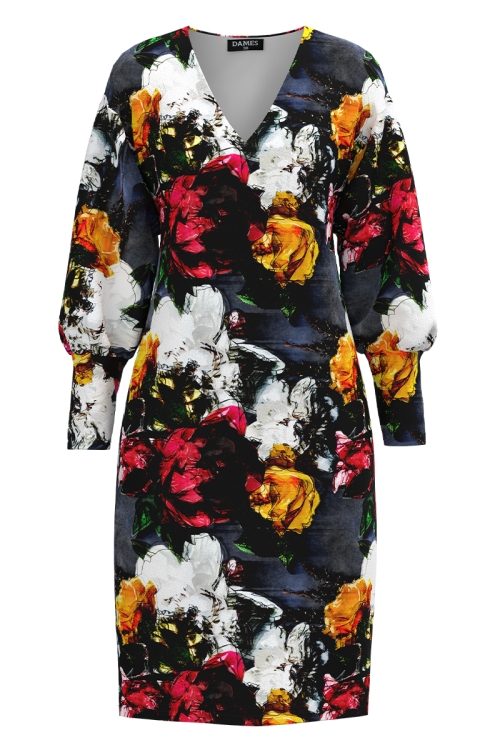 Rochie casual din catifea imprimata Toamna Romantica