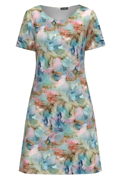 Rochie casual evazata imprimata multicolor