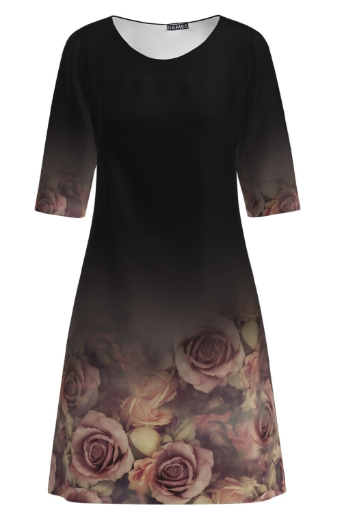 Rochie casual imprimata cu model floral Trandafiri CMD1639 - Img 2