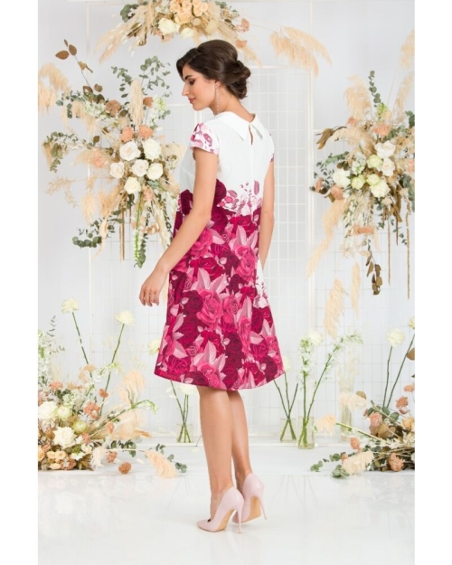 Rochie casual imprimata digital cu model Trandafiri CMD785 - Img 7