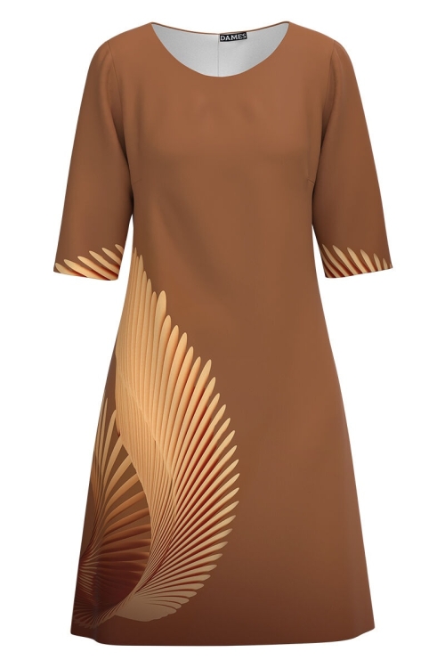Rochie casual imprimata in nuante de maro CMD3094