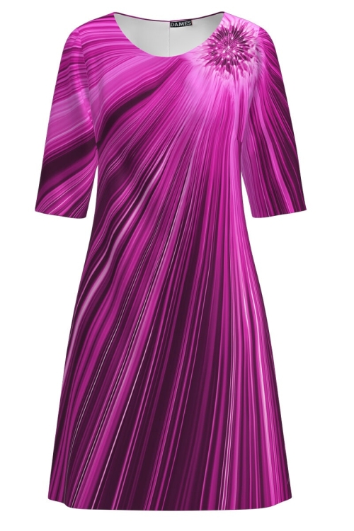 Rochie casual imprimata in nuante de roz CMD3516 - Img 2
