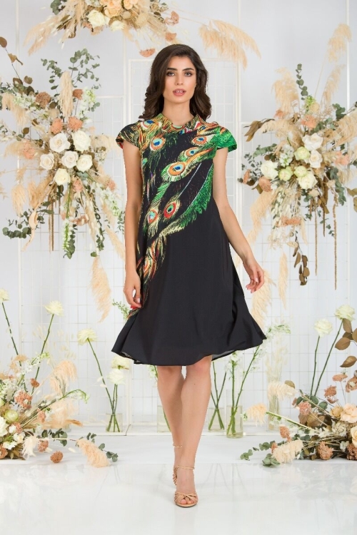 Rochie casual imprimata Paun CMD704 - Img 7