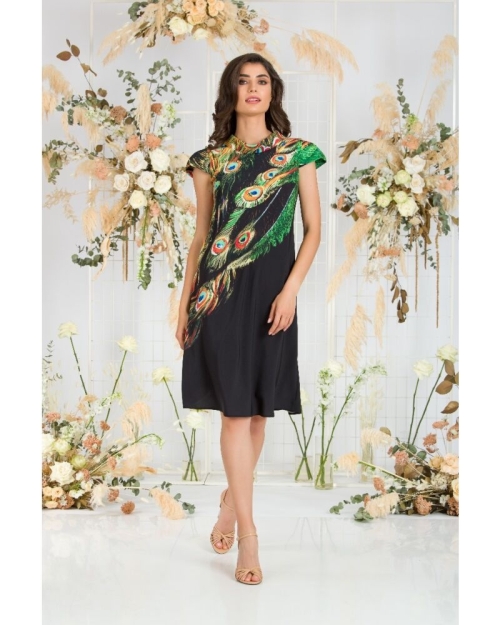 Rochie casual imprimata Paun CMD704 - Img 4