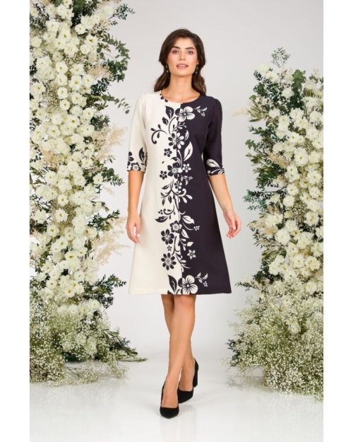 Rochie casual in doua culori imprimata cu model floral CMD2450 - Img 1